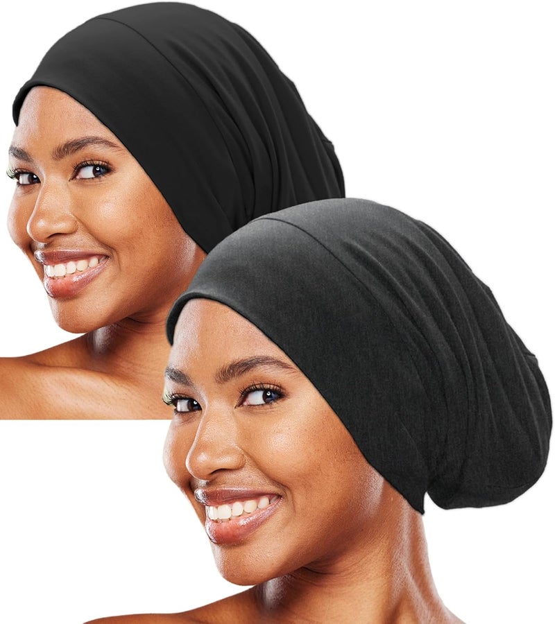 vidsel Sleep Cap Bonnet for Sleeping Black Women, Soft Cooling Ice Silk Lined Bonnet for Curly Braids Hair Slouchy Beanie Night Cap