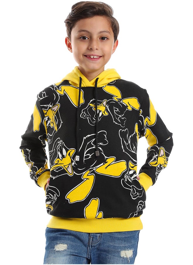 Andora - Black Printed Hoodie With Drawstrings _Black - Image 1