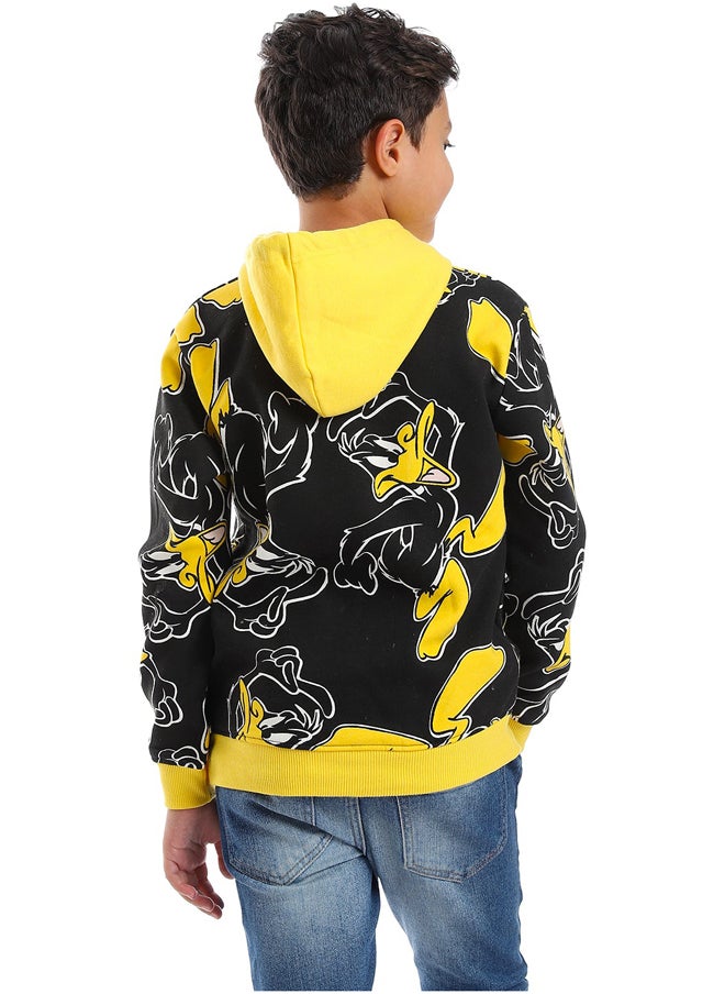 Andora - Black Printed Hoodie With Drawstrings _Black - Image 1
