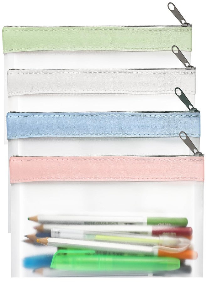 GoClimber 4 Pack Clear Pencil Pouch, Cute Pencil Case Pouch, Pencil Bag With Zipper for Kids, Teen Portable Pencil Pouch for School & Stationery Supplies - Image 1