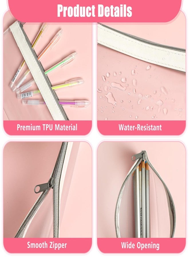 GoClimber 4 Pack Clear Pencil Pouch, Cute Pencil Case Pouch, Pencil Bag With Zipper for Kids, Teen Portable Pencil Pouch for School & Stationery Supplies - Image 3