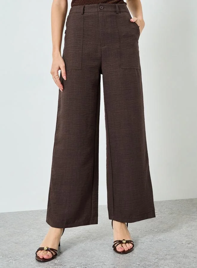 ستايلي بنطال بساق واسعة بنمط الكتان