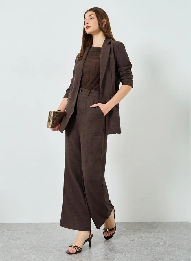 ستايلي بنطال بساق واسعة بنمط الكتان