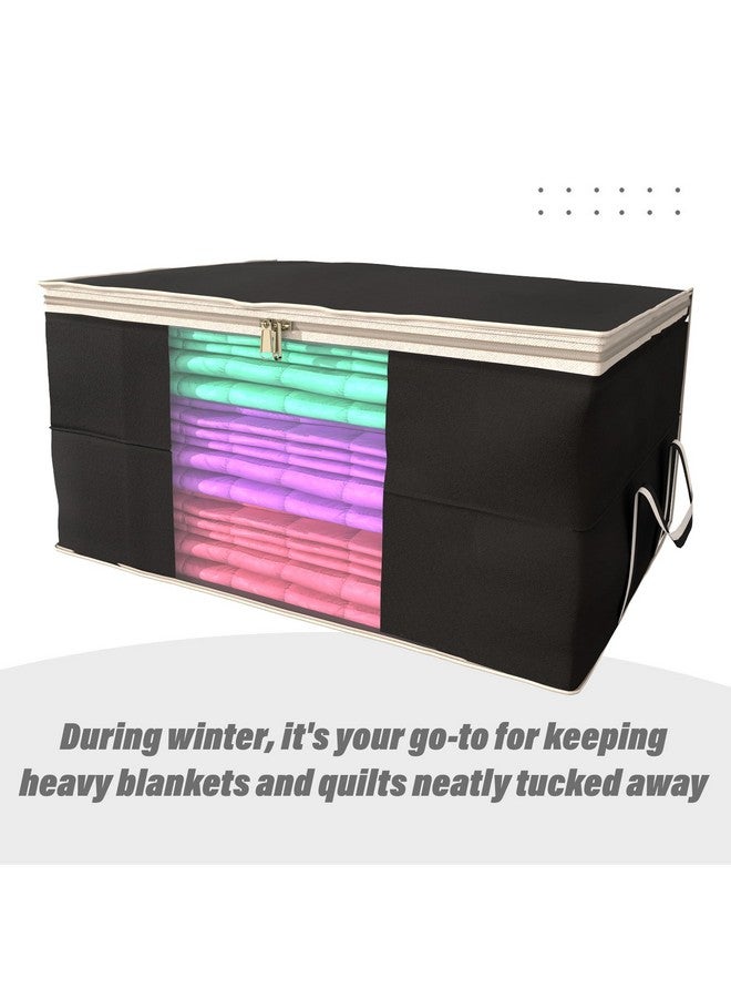 Kuber Industries Rectangular Leheriya Design Underbed Bag|Storage Organiser|Blanket Cover|Extra Large Size, Pack of 3 (Black)(Non-Woven) - Image 5