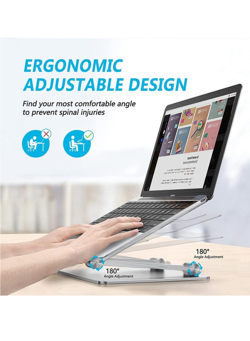 Laptop Stand, Adjustable Ergonomic Laptop Holder, Aluminium Alloy Notebook Stand with Heat-Vent, Portable Anti-Slip Computer Stand Compatible with MacBook Pro/Air - Image 4
