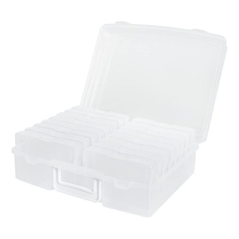 novelinks Transparent 4" x 6" Photo Cases and Clear Craft Keeper with Handle - 16 Inner Cases Plastic Storage Container Box (Clear) - Image 3