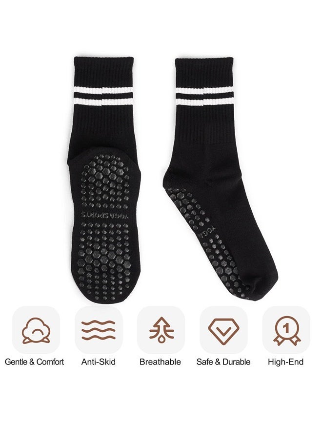 ShebSheb 3 Pairs Yoga Socks For Women，Non Slip Socks Pilates Socks For Yoga,Pilates， Ballet, Dance, Workout, Hospital  - Image 3