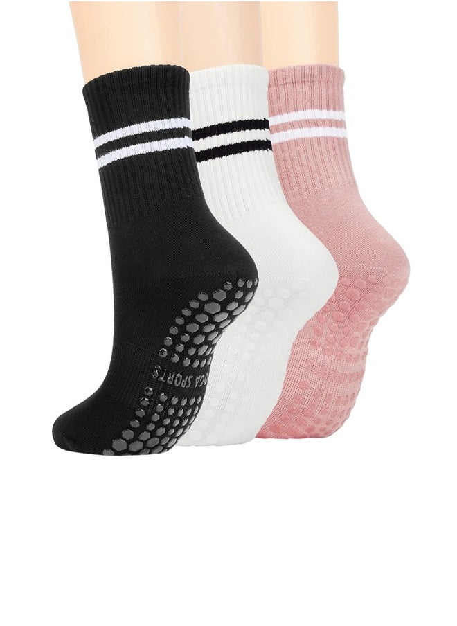 ShebSheb 3 Pairs Yoga Socks For Women，Non Slip Socks Pilates Socks For Yoga,Pilates， Ballet, Dance, Workout, Hospital  - Image 1