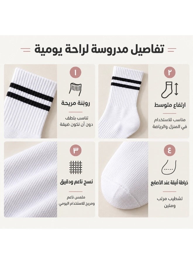 شيبشيب 3 أزواج من جوارب البيلاتس النسائية بقبضات سيليكون، جوارب يوغا متوسطة الطول مانعة للانزلاق، مزيج قطني - Image 5