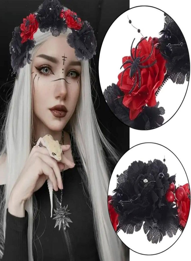 AUOCATTAIL Mexican Rose Flower Crown Headband Day of The Dead Headpiece Women Party Headwear Dress Up Accessories - Image 5