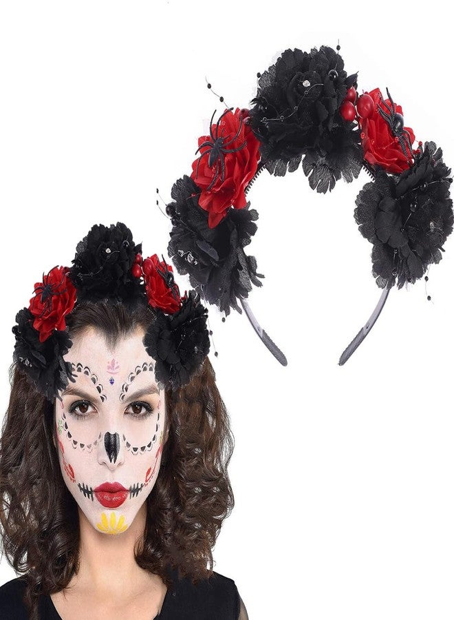 AUOCATTAIL Mexican Rose Flower Crown Headband Day of The Dead Headpiece Women Party Headwear Dress Up Accessories - Image 1