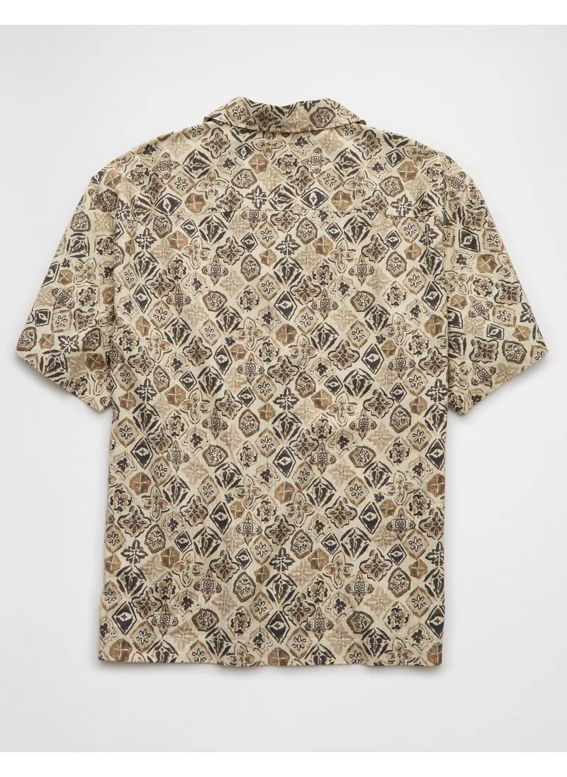 American Eagle AE Printed Button-Up Poolside Shirt