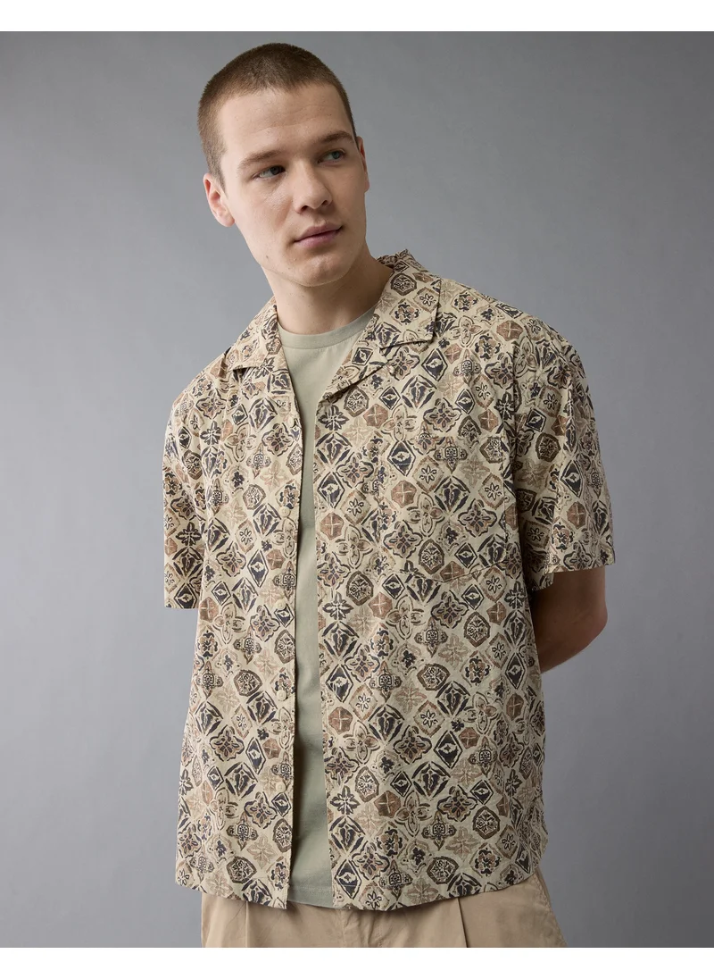 American Eagle AE Printed Button-Up Poolside Shirt