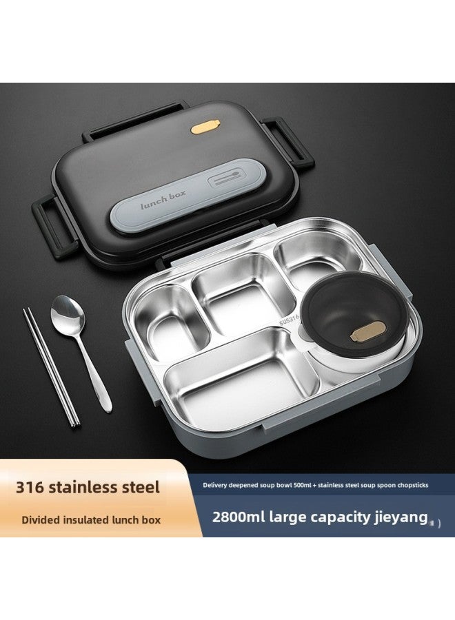 316 Stainless Steel Lunch Box Food Grade Work Special Lunch Box Sealed Work Student Microwave Large Lunch Box-Specifications:(black) 316 Stainless Steel Lunch Box  - Image 4