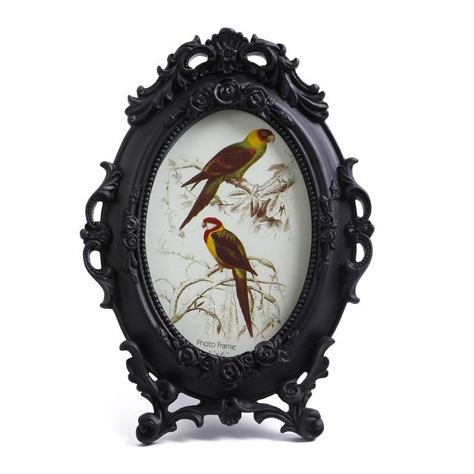 ORNATE PICTURE FRAME 4X6 ANTIQUE FRAMES VINTAGE FRAMES TABLETOP AND WALL MOUNT OVAL PICTURE FRAME VICTORIAN HOME DECOR BLACK