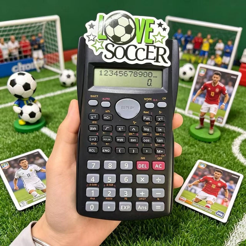 Multifunctional Scientific Calculator With 11 Digit HD Large Screen Black Random Soccer Stickers For Student Exam Study School - Image 2