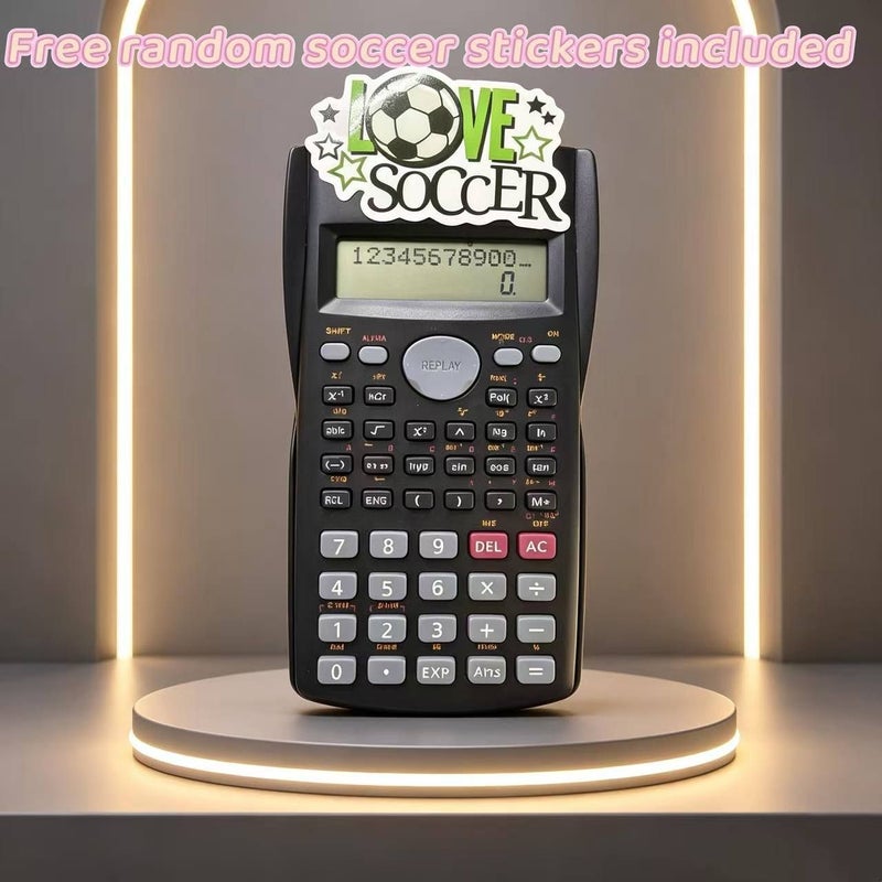 Multifunctional Scientific Calculator With 11 Digit HD Large Screen Black Random Soccer Stickers For Student Exam Study School - Image 1