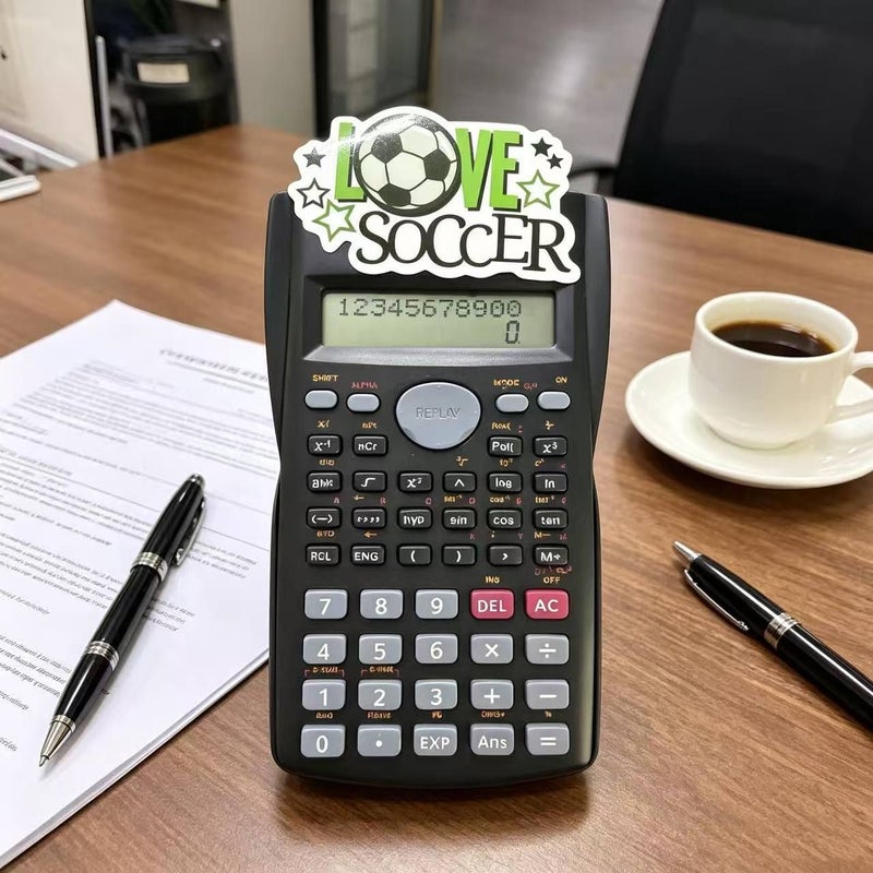 Multifunctional Scientific Calculator With 11 Digit HD Large Screen Black Random Soccer Stickers For Student Exam Study School - Image 5