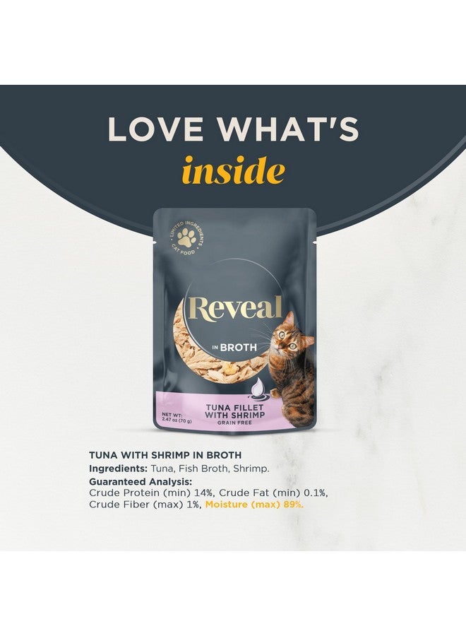 Reveal Natural Wet Cat Food, 12 Count, Grain Free, Limited Ingredient Cat Food Pouches, Tuna with Shrimp in Broth, 2.47 oz Pouches - Image 3