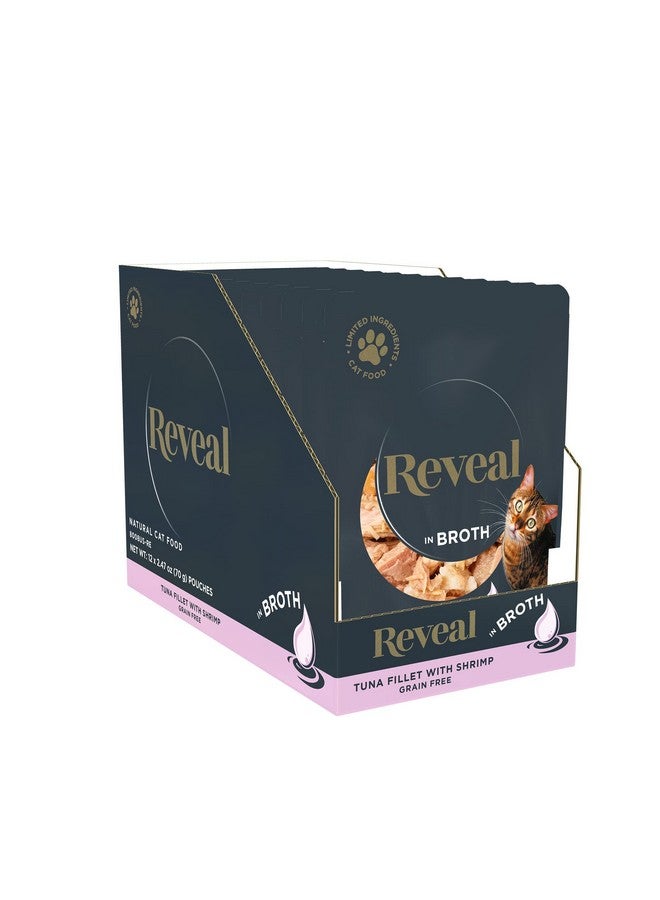 Reveal Natural Wet Cat Food, 12 Count, Grain Free, Limited Ingredient Cat Food Pouches, Tuna with Shrimp in Broth, 2.47 oz Pouches - Image 1