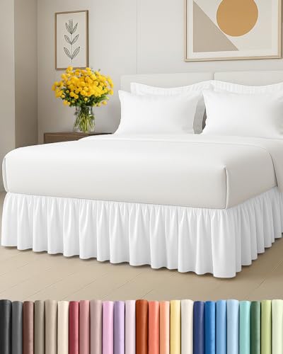 CGK Unlimited Bedskirt King Size Ruffle 15 inch Drop Dust Ruffle Bed Skirt with Platform UltraSoft Easy Fit Premium Hotel Quality Wrinkle Fade Shrink Resistant for Women Men Kids and Teens White - Image 1