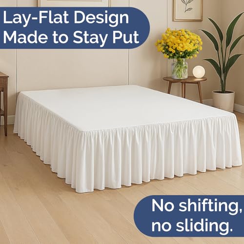 CGK Unlimited Bedskirt King Size Ruffle 15 inch Drop Dust Ruffle Bed Skirt with Platform UltraSoft Easy Fit Premium Hotel Quality Wrinkle Fade Shrink Resistant for Women Men Kids and Teens White - Image 3
