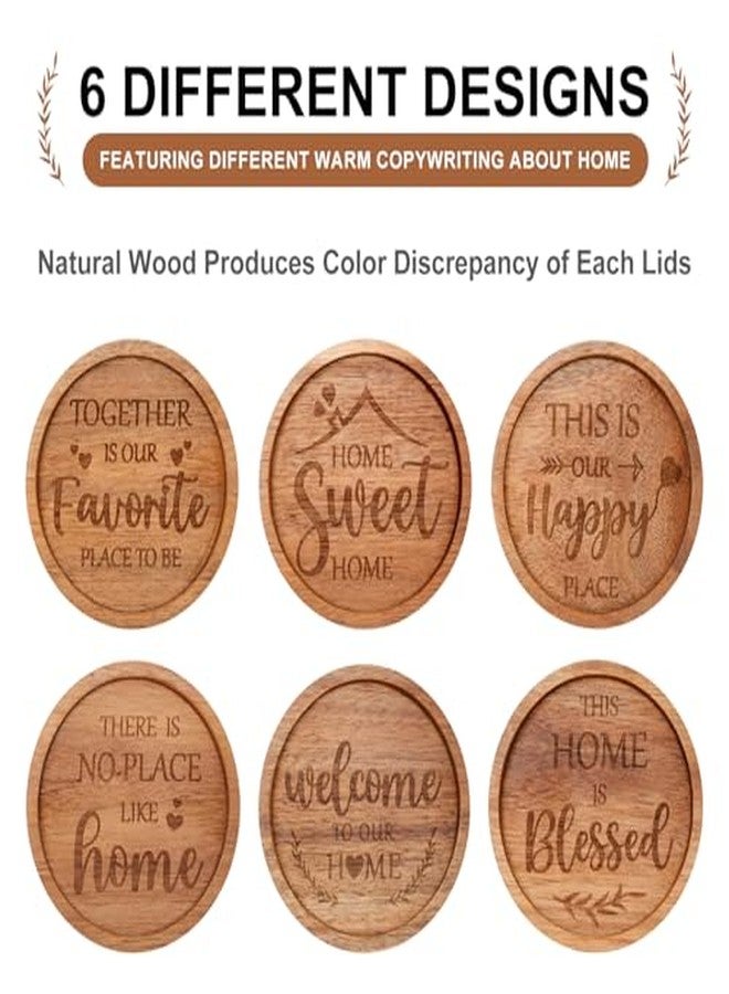 Renawe Best House Warming Gifts Acacia Wooden Coasters for Drinks Coffee Table Coaster Set of 6 Pack Farmhouse Decorations Family New Home Housewarming Decor Cute Cup Wood Coasters with Holder - Image 5
