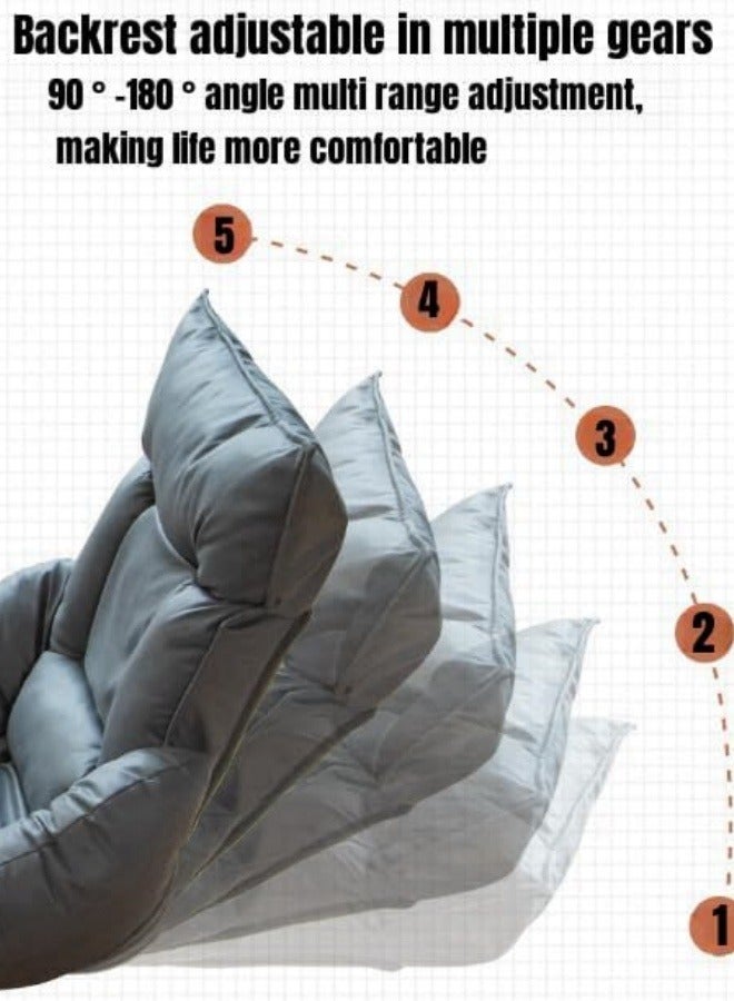 كرسي صالة للأريكة في الأماكن المغلقة مع دعم خلفي للبالغين، كرسي قابل للتعديل بزاوية 14 زاوية، كرسي قابل للطي على الأرض (رمادي) - Image 3