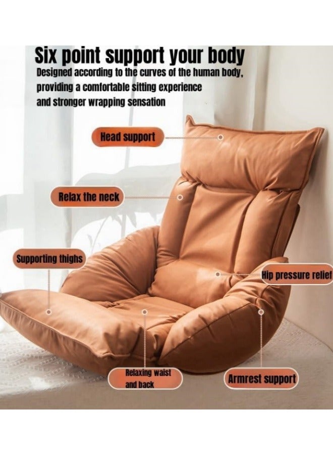 كرسي صالة للأريكة في الأماكن المغلقة مع دعم خلفي للبالغين، كرسي قابل للتعديل بزاوية 14 زاوية، كرسي قابل للطي على الأرض (رمادي) - Image 4