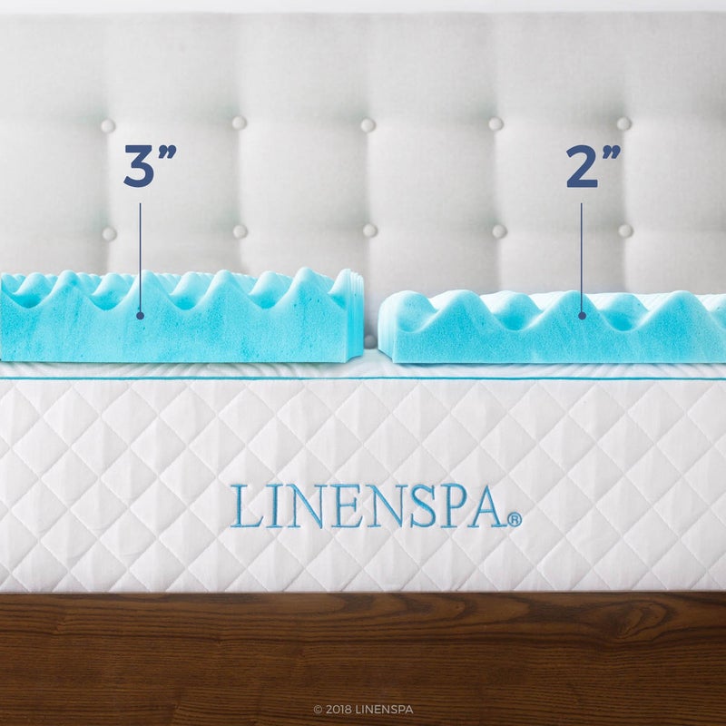 Linenspa 3 Inch Convoluted Gel Swirl Memory Foam Mattress Topper - Promotes Airflow - Relieves Pressure Points - Twin - Image 5