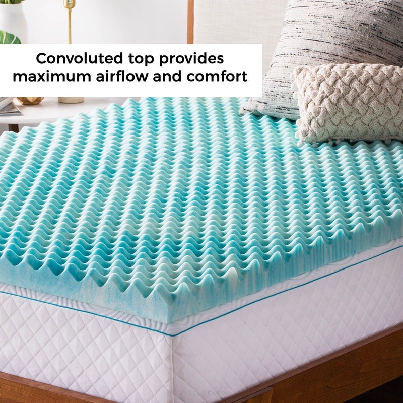 Linenspa 3 Inch Convoluted Gel Swirl Memory Foam Mattress Topper - Promotes Airflow - Relieves Pressure Points - Twin - Image 3