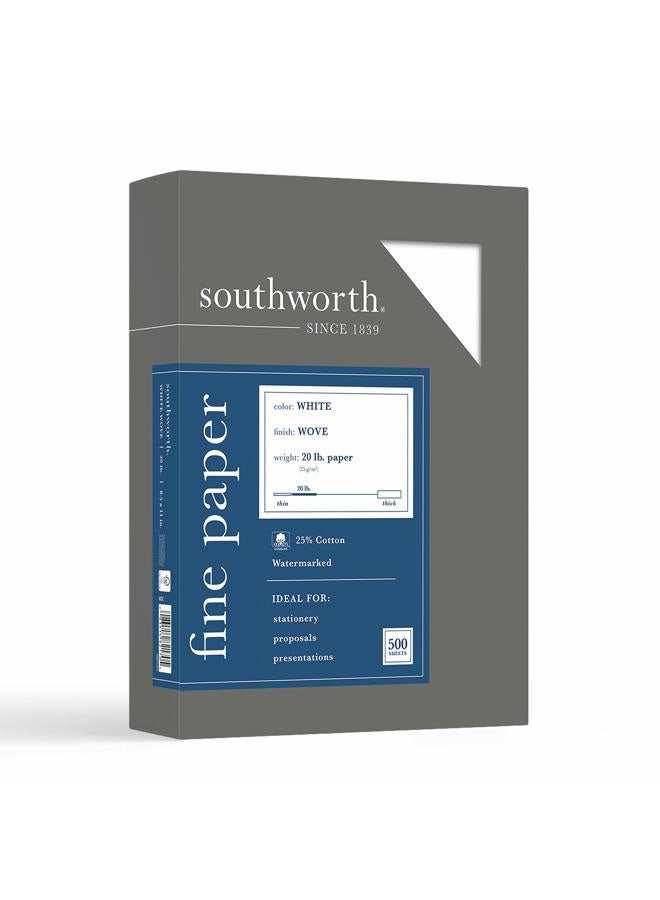 Southworth ورق أعمال فاخر، 20.05 قطن، 20 رطل، أبيض، 500 ورقة (403C) - Image 1