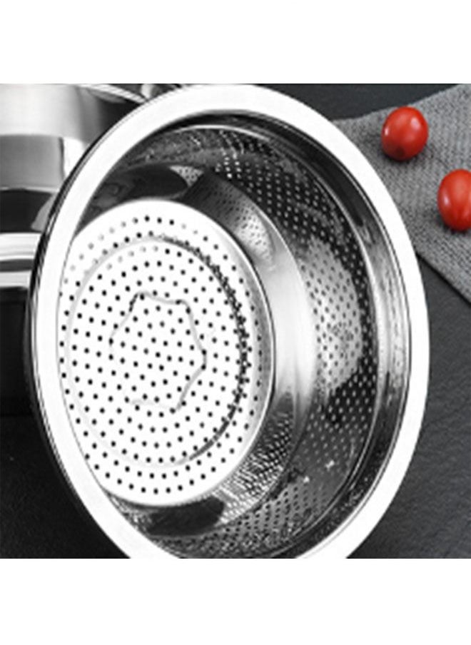 NKX Stainless Steel Grater Solid Basin Drain Basket Washing Bowl 22CM  - Image 4