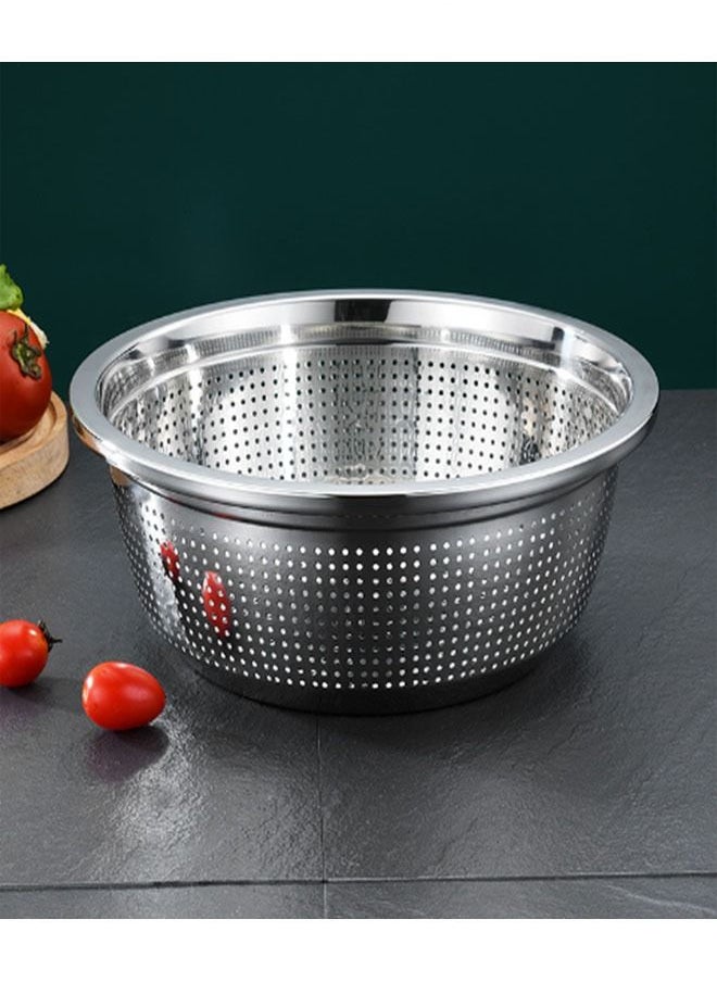 NKX Stainless Steel Grater Solid Basin Drain Basket Washing Bowl 22CM  - Image 1