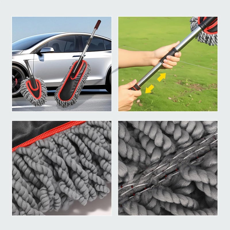 Car Washing Brush - 26-Inch Extendable Scrubber, Flexible Bristle Cleaner, Scratch-Free Auto Care Tool, Heavy Duty Detailing and Household Use | Portable for Dashboard, Seats, Exterior Wash - Image 5
