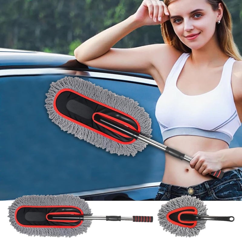 Car Washing Brush - 26-Inch Extendable Scrubber, Flexible Bristle Cleaner, Scratch-Free Auto Care Tool, Heavy Duty Detailing and Household Use | Portable for Dashboard, Seats, Exterior Wash - Image 2