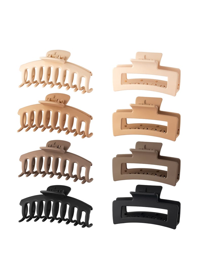 DOUGEI 8-Piece Strong Hold Hair Claw Clips for Women and Girls,8-Pack Hair Clips Matte Neutral Giant Durable Claw Clips  - Image 1