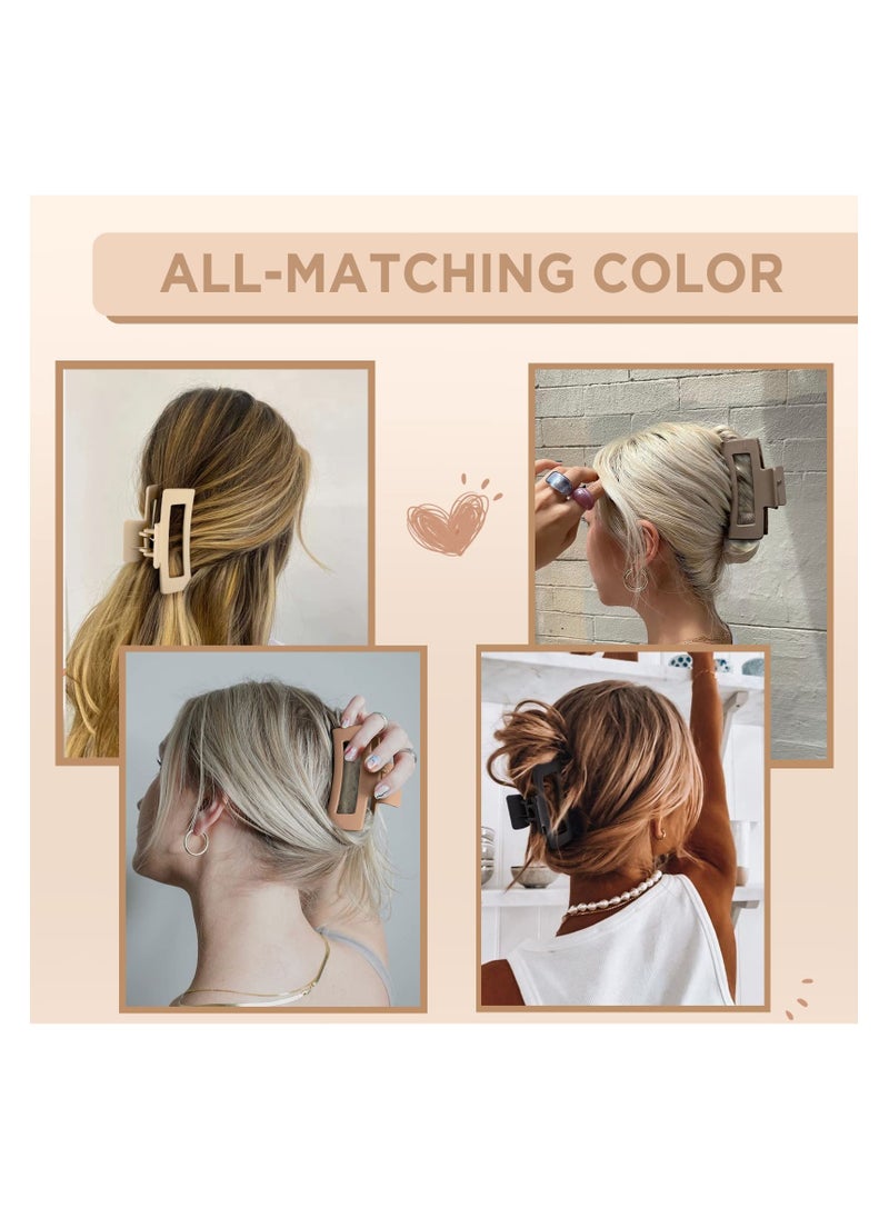 DOUGEI 8-Piece Strong Hold Hair Claw Clips for Women and Girls,8-Pack Hair Clips Matte Neutral Giant Durable Claw Clips  - Image 3