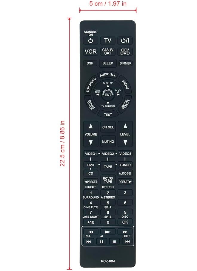 إيروريكس - جهاز تحكم عن بعد بديل Rc 518M مناسب لجهاز استقبال Onkyo AV Ht S660S Ht S667C Ht S670 Ht S670S Ht S760 Ht S760S Ht S767S Tx Nr5007 Tx Nr501 Tx Sr500 Ht R650 Tx Sr501 - Image 1