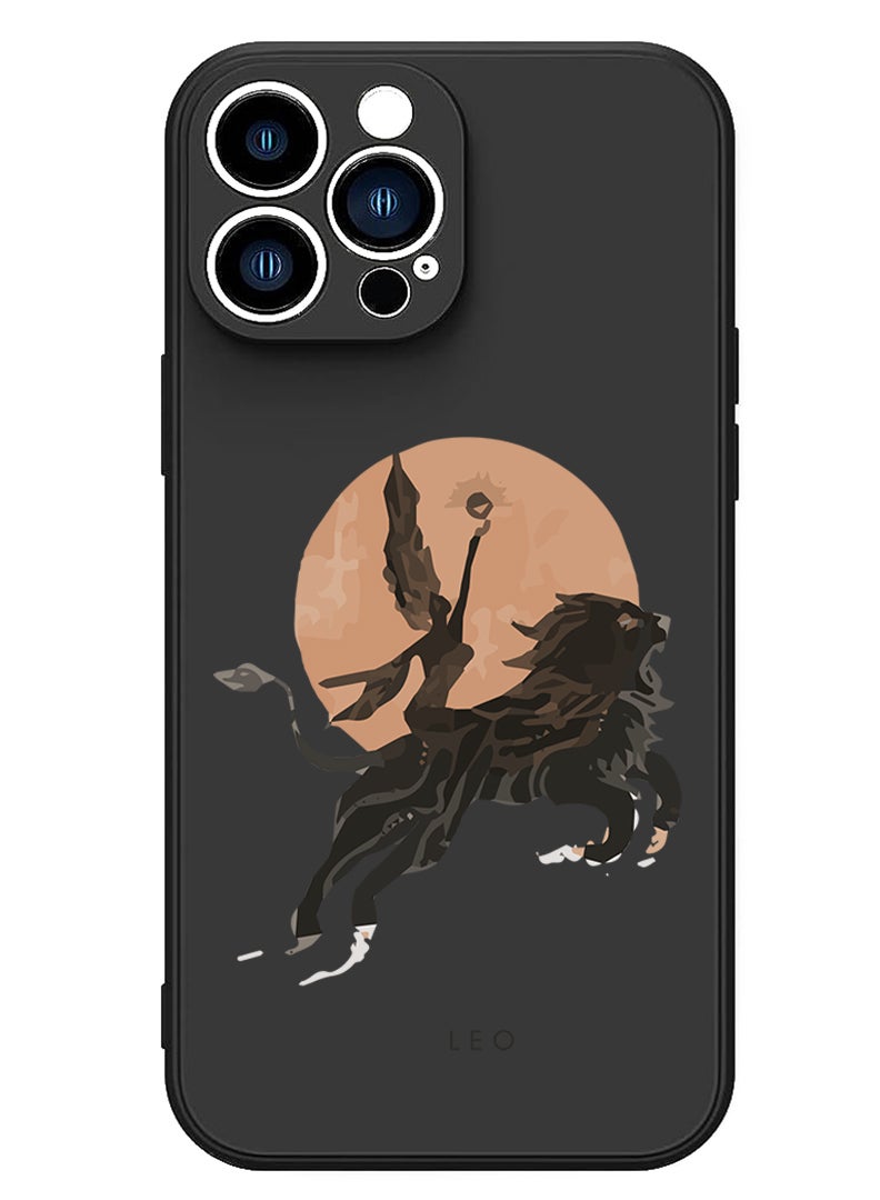 Theodor غطاء سيليكون سائل نحيف واقي مع حماية كاملة ضد الخدش وصدمات مخصص لـ iPhone 14 Pro Max باللون الأسود - طباعة نمط الفهد - Image 1