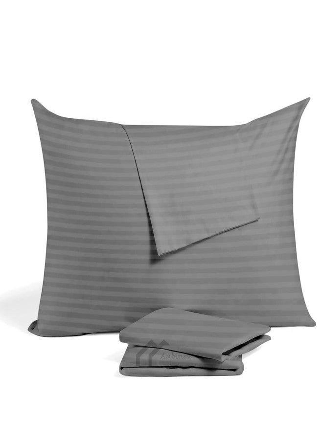 Ambition Home Pack of 2 Toddler Pillowcase with Zipper Closure, Small Pillow case 500 Thread Count 100% Soft & Cozy Egyptian Cotton Travel Pillow Cover 14x20 inches, Dark Grey Striped - Image 5