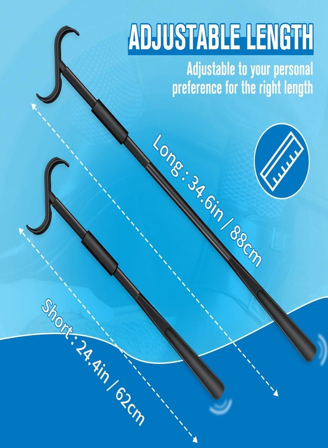 Milifox Shoe Horn Long Handle, Dressing Stick with S-Hook, 24-35 Inch Extendable Dressing Aid for Elderly, Disabled, Arthritis, Pregnant Women, No Bending Required (Black) - Image 2