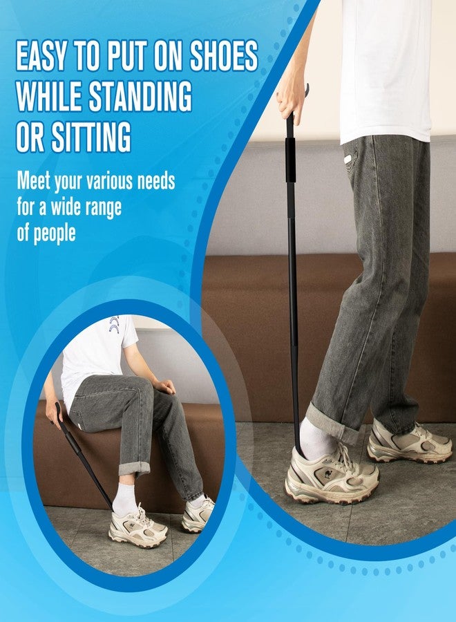 Milifox Shoe Horn Long Handle, Dressing Stick with S-Hook, 24-35 Inch Extendable Dressing Aid for Elderly, Disabled, Arthritis, Pregnant Women, No Bending Required (Black) - Image 4