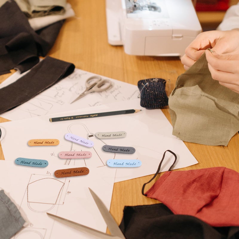 Sliverdew 50pcs Handmade Tags for Crochet Handmade Leather Labels Faux Handmade with Love Leather Tags for Handmade Items Embellishment Knit Accessories with Hole for Sewing Crochet Knitting Hats DIY Crafts - Image 5