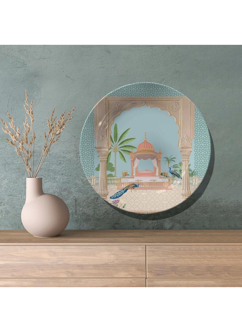 Dessine Art Dessine Art Echoes Of Mughal Empire Wall PlateStand Metal Hook Indian Heritage Hanging Wall Plate 10inchBone China Wall Plate for Wall Dcor I Home Dcor I Living Room I Drawing Room Office  - Image 4