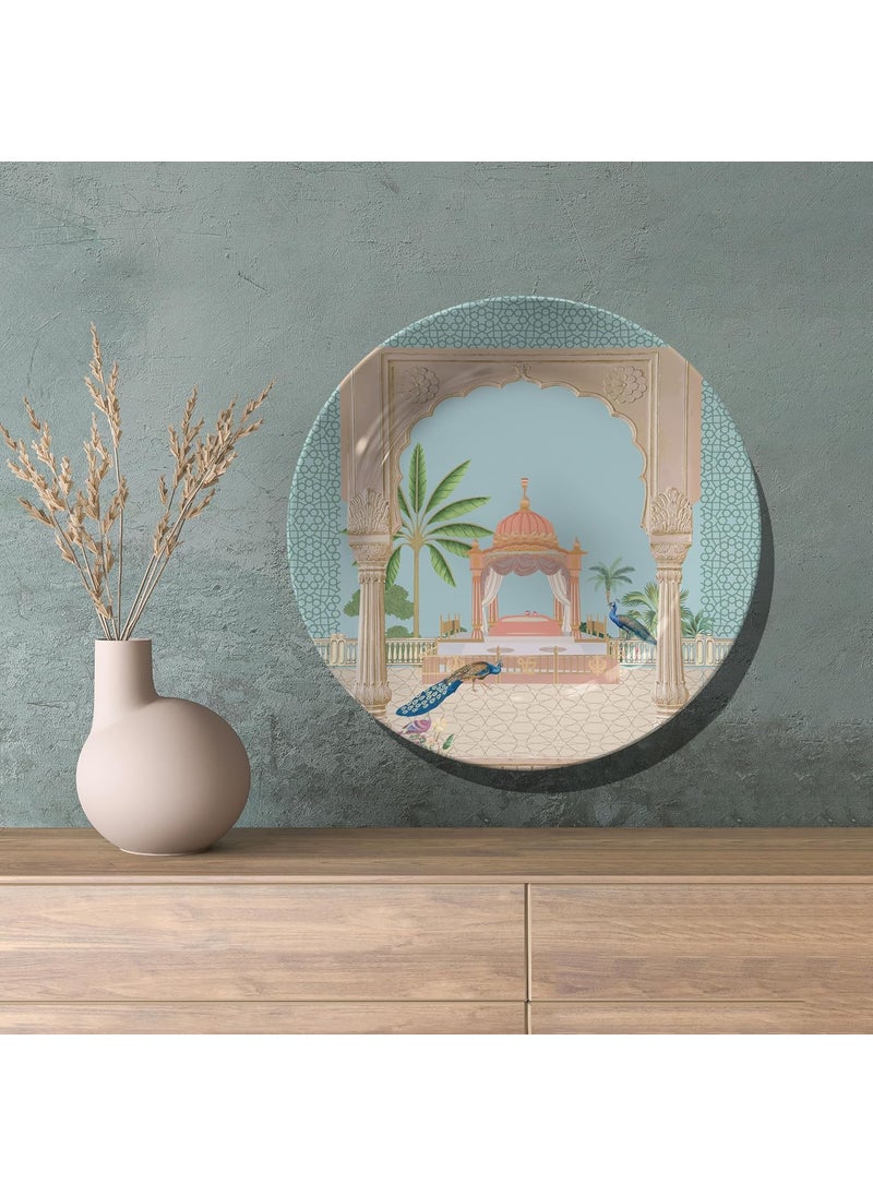 Dessine Art Dessine Art Echoes Of Mughal Empire Wall PlateStand Metal Hook Indian Heritage Hanging Wall Plate 10inchBone China Wall Plate for Wall Dcor I Home Dcor I Living Room I Drawing Room Office  - Image 3