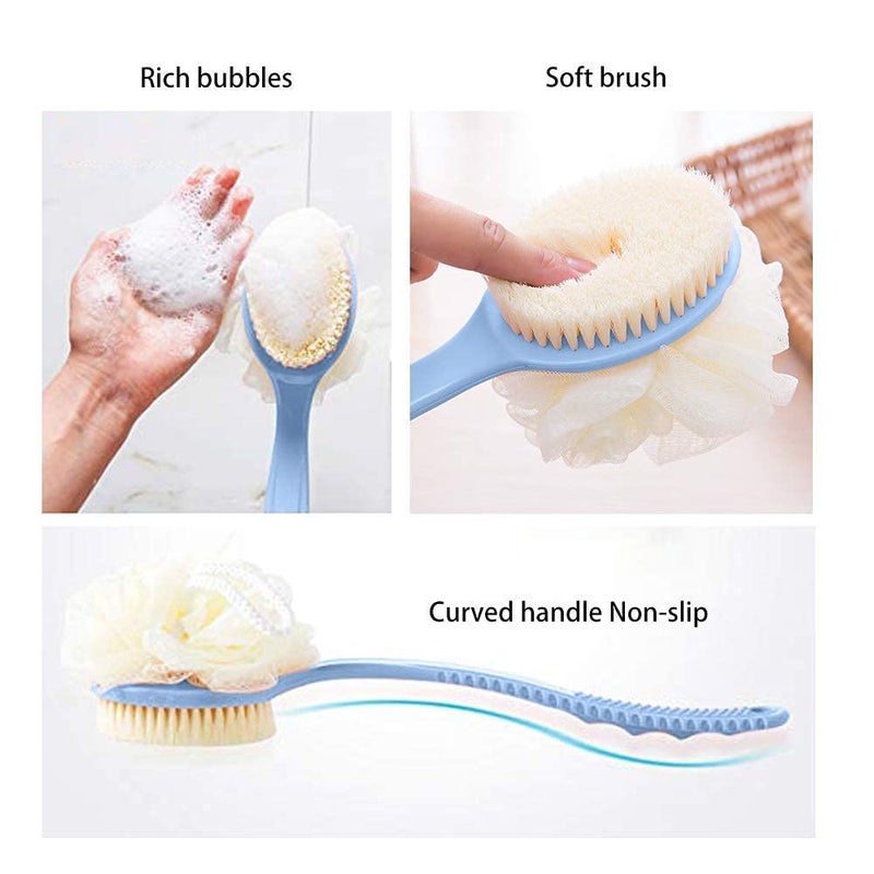 Zerolex 2 in 1 Shower Sponge with Handle, Back Scrubber, Exfoliating Brush, Set of 2 - Image 2