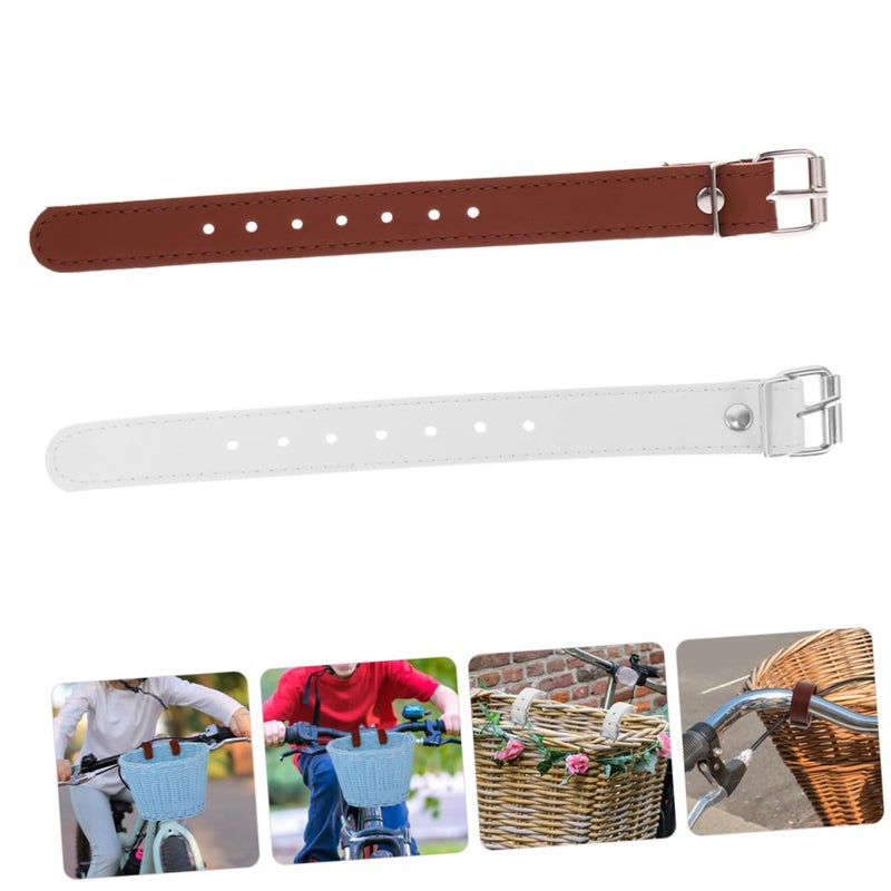 2 Pairs Artificial Leather Bicycle Basket Straps for Secure Front Cargo Attachment - Image 5