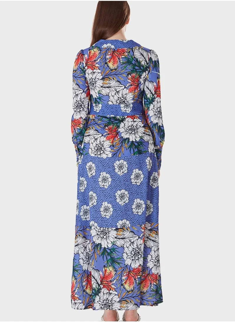 MIZALLE Puff Sleeve Floral Print Dress