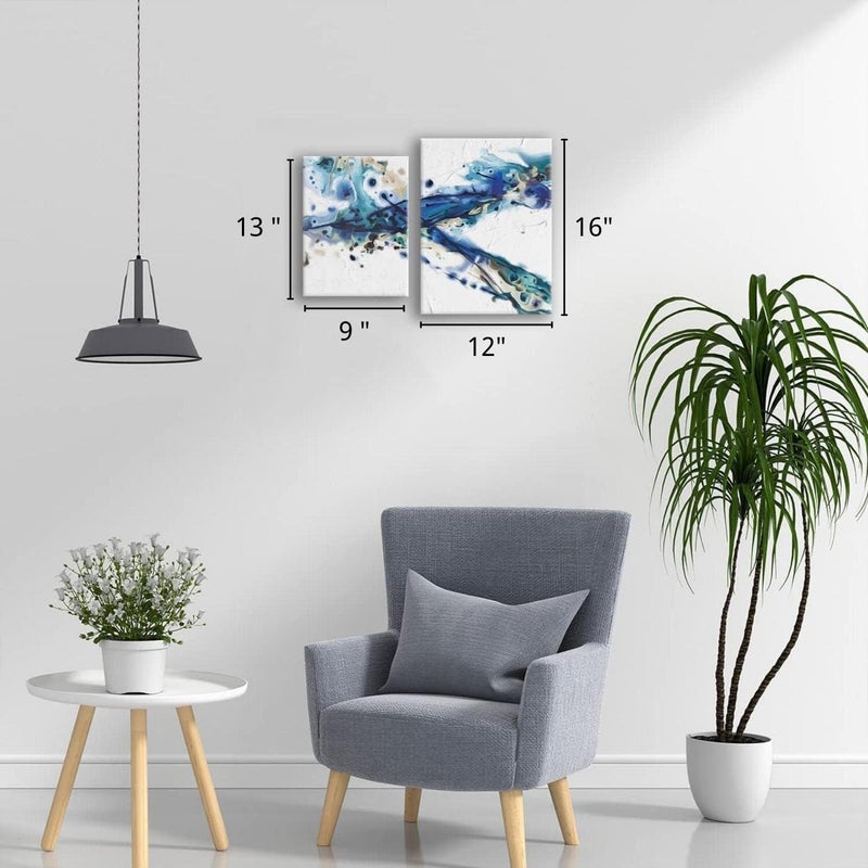 Pigort Blue Flowing Abstract Wall Art - Image 2